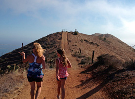 two people hiking